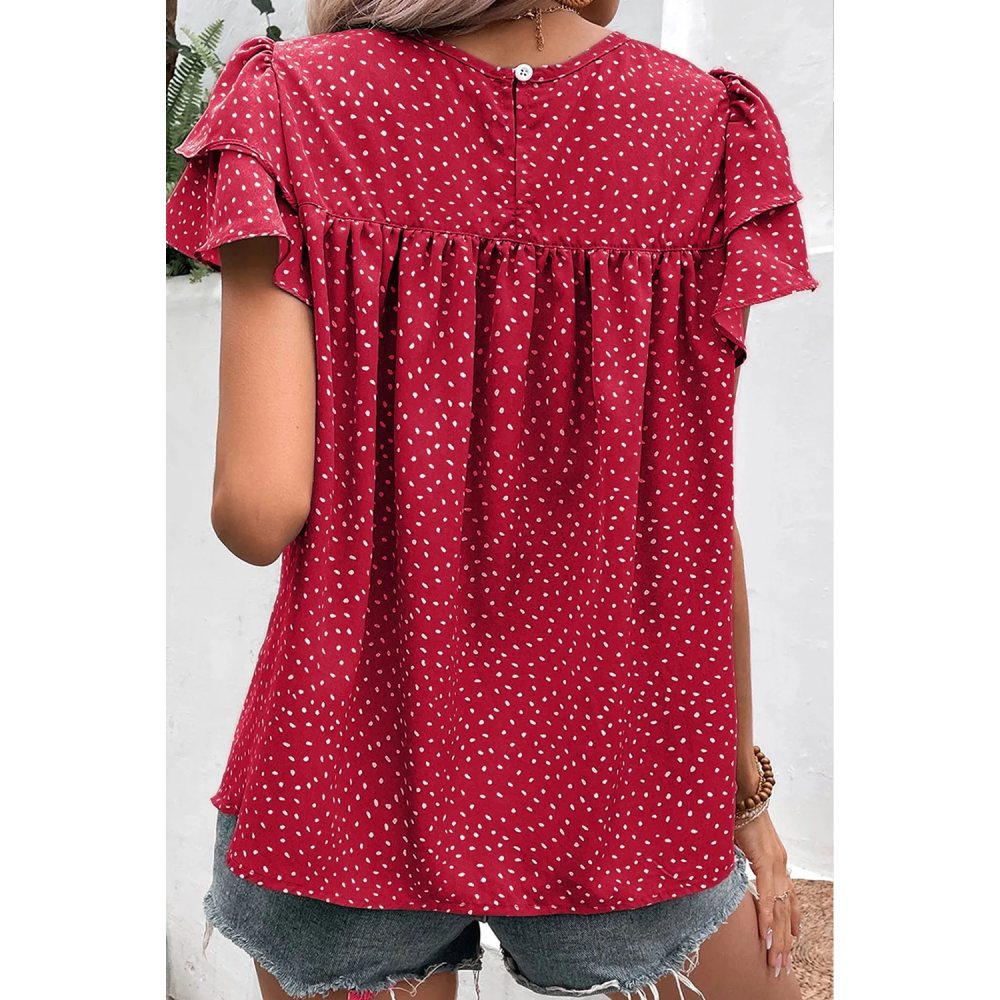 Sugar & Lace Womens Red Dotted Blouse 