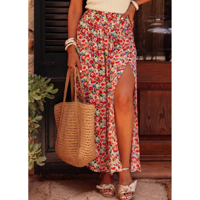 Sugar & Lace Womens Red Floral Print Maxi Skirt