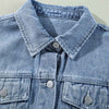 Sugar & Lace Womens Ruffle Raw Hem Flap Pockets Denim Jacket