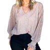 Sugar & Lace Womens Sequin Plisse Blouse
