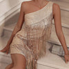 Sugar & Lace Womens Sequin Slant Shoulder Dress