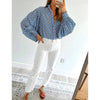 Sugar & Lace Womens Sky Blue Oversized Blouse