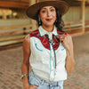 Sugar & Lace Womens Sleeveless Western Shirt Ivory - SLTO1158-IVY