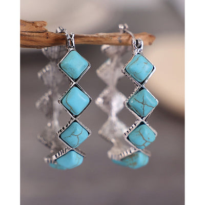 Sugar & Lace Womens Square Turquoise Earrings