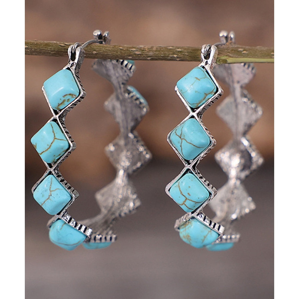 Sugar & Lace Womens Square Turquoise Earrings