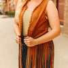 Sugar & Lace Womens Stretch Suede Fringe Vest Camel - SLJO390-CML