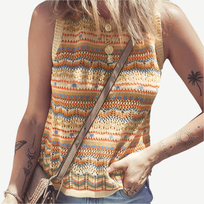 Sugar & Lace Womens Stripe Eyelet Crochet Blouse