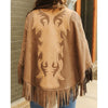 Sugar & Lace Womens Studded Embroidered Fringe Cape - SLJO298-BRW