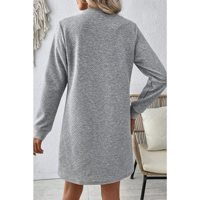 Sugar & Lace Womens Textured Long Sleeve Grey Dress