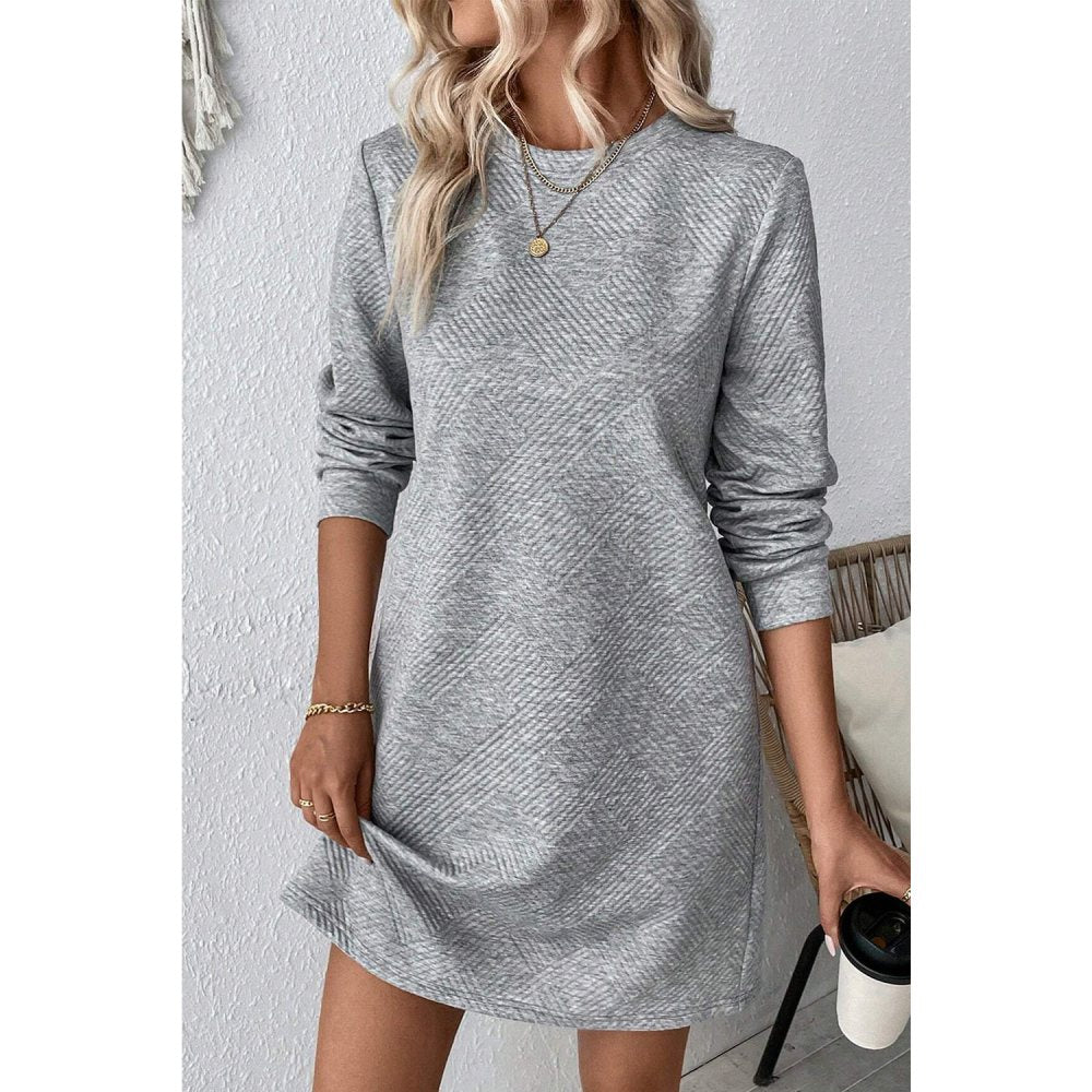 Sugar & Lace Womens Textured Long Sleeve Grey Dress