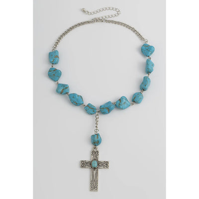 Sugar & Lace Womens Turquoise Cross Pendant Necklace