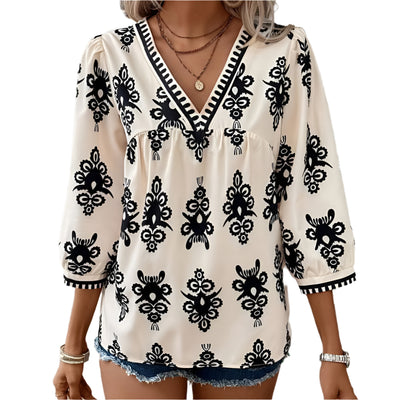 Sugar & Lace Womens Vintage V-Neck Blouse