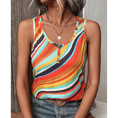 Sugar & Lace Womens Wavy Striped Tank Top