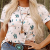 Sugar & Lace Womens Western Cactus Print T-Shirt Beige - SL25223906-P1520
