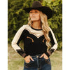 Sugar & Lace Womens Western Contrast Biege Studded Blouse Black - SLTO1150-BLK
