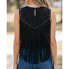 Sugar & Lace Womens Western Fringe Sleeveless Blouse Black - SL25613899-P2