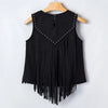 Sugar & Lace Womens Western Fringe Sleeveless Blouse Black - SL25613899-P2