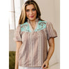 Sugar & Lace Womens Western Gingham Blouse Brown - SL25136729-P1722