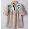 Sugar & Lace Womens Western Gingham Blouse Brown - SL25136729-P1722