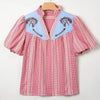 Sugar & Lace Womens Western Gingham Blouse Red - SL25136729-P322