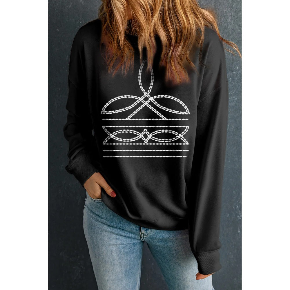 Sugar & Lace Womens Western Pattern Sweatshirt