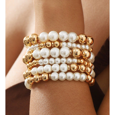 Sugar & Lace Womens White 5 Pcs Pearl Bracelet