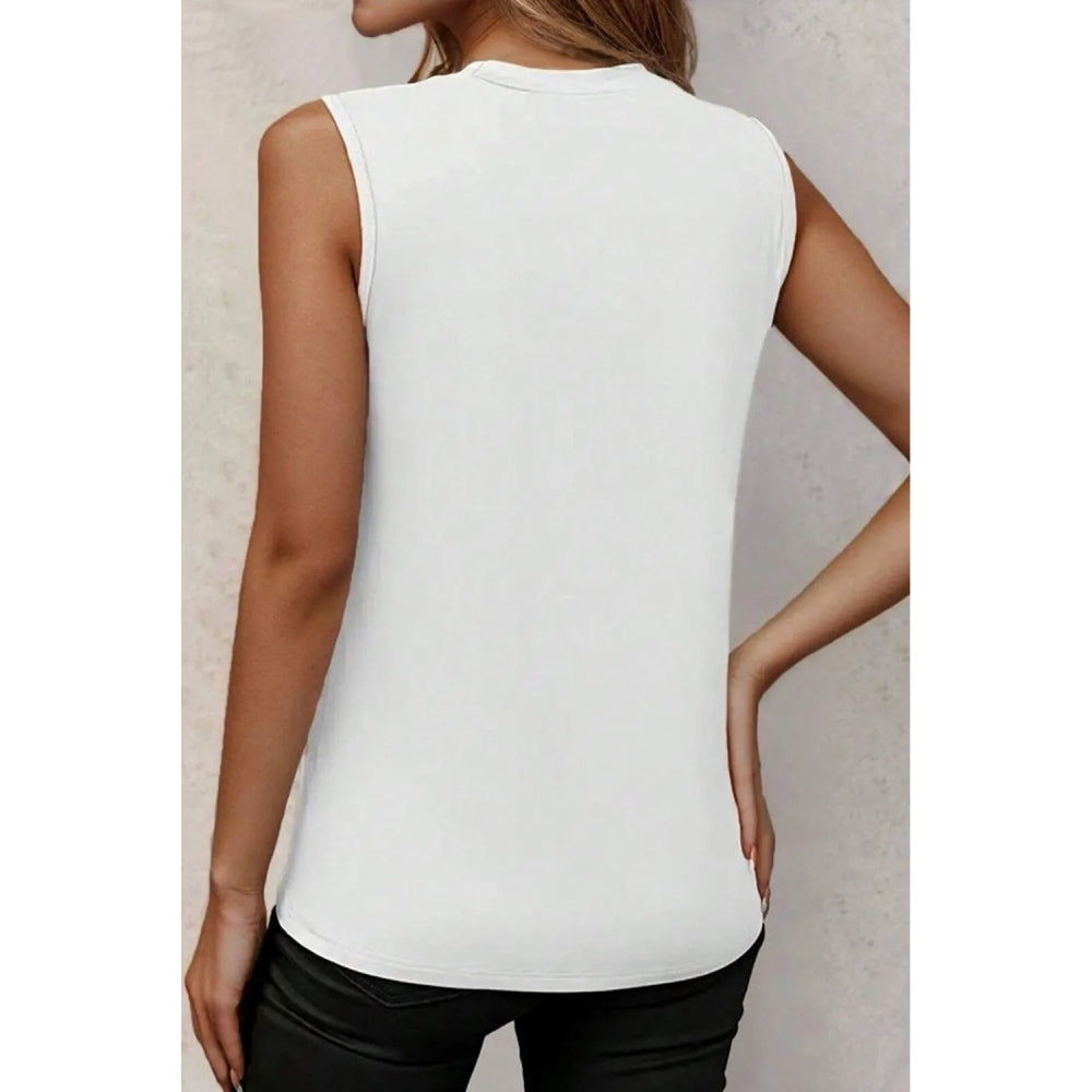 Sugar & Lace Womens White Crew Neck Blouse