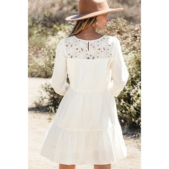 Sugar & Lace Womens White Floral Patchwork Bracelet Dress