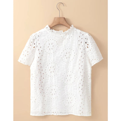 Sugar & Lace Womens White Hollow Out Blouse