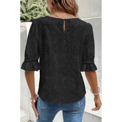 Sugar & Lace Womens  Black Flower Blouse