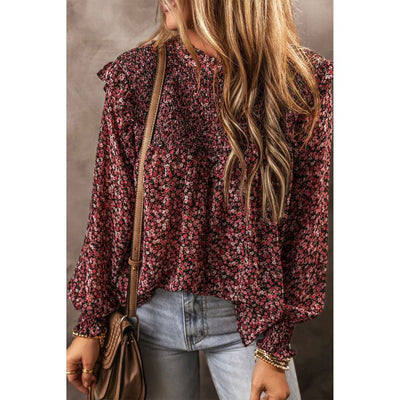 Sugar & Lace Womens Red Ditsy Floral Blouse 