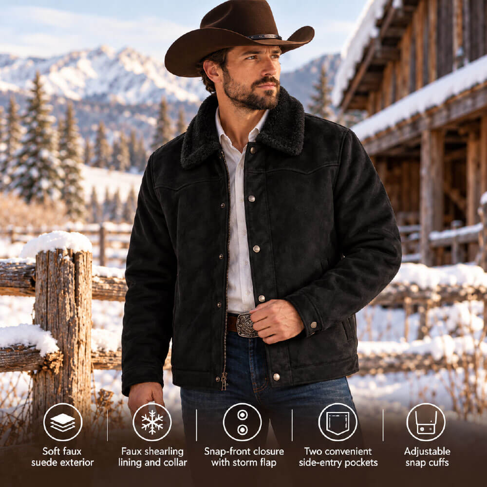 Tempco Mens Marlboro Shearling Suede Trucker Jacket - TM6002