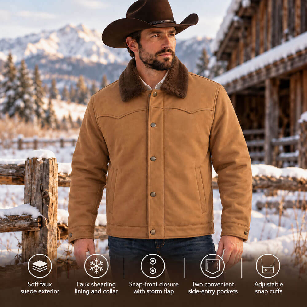 Tempco Mens Marlboro Shearling Suede Trucker Jacket - TM6002