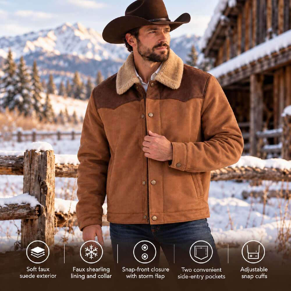 Tempco Mens Marlboro Shearling Suede Trucker Jacket - TM6002