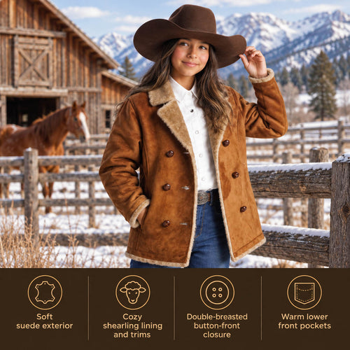 Tempco Girls Savannah Shearling Suede Jacket - TG6502