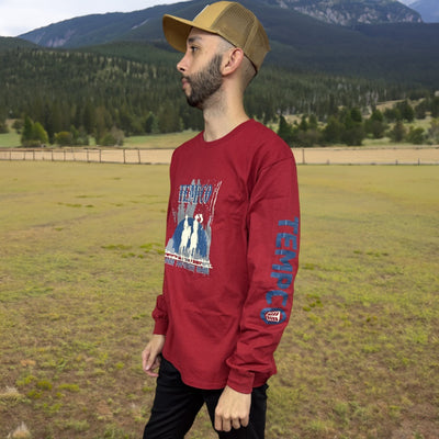 Tempco Mens Country Roads Long Sleeve T-Shirt Red