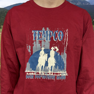 Tempco Mens Country Roads Long Sleeve T-Shirt Red