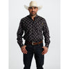 Tempco Mens El Vikingo Button Down Long Sleeve Shirt Black Bull Print - TMVKBTLS-413