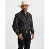 Tempco Mens El Vikingo Button Down Long Sleeve Shirt Black Bull Print - TMVKBTLS-413