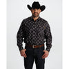 Tempco Mens El Vikingo Square Snap Long Sleeve Shirt Black Bull Print - TMVKSNLS-413