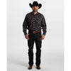 Tempco Mens El Vikingo Square Snap Long Sleeve Shirt Black Bull Print - TMVKSNLS-413