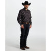 Tempco Mens El Vikingo Square Snap Long Sleeve Shirt Black Bull Print - TMVKSNLS-413