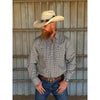 Tempco Mens El Vikingo Square Snap Long Sleeve Shirt Blue/Brown - TMVKSNLS-421
