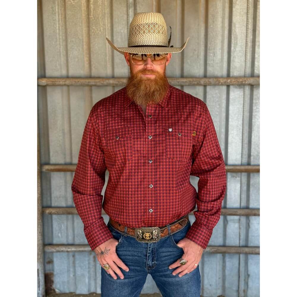 Tempco Mens El Vikingo Square Snap Long Sleeve Shirt