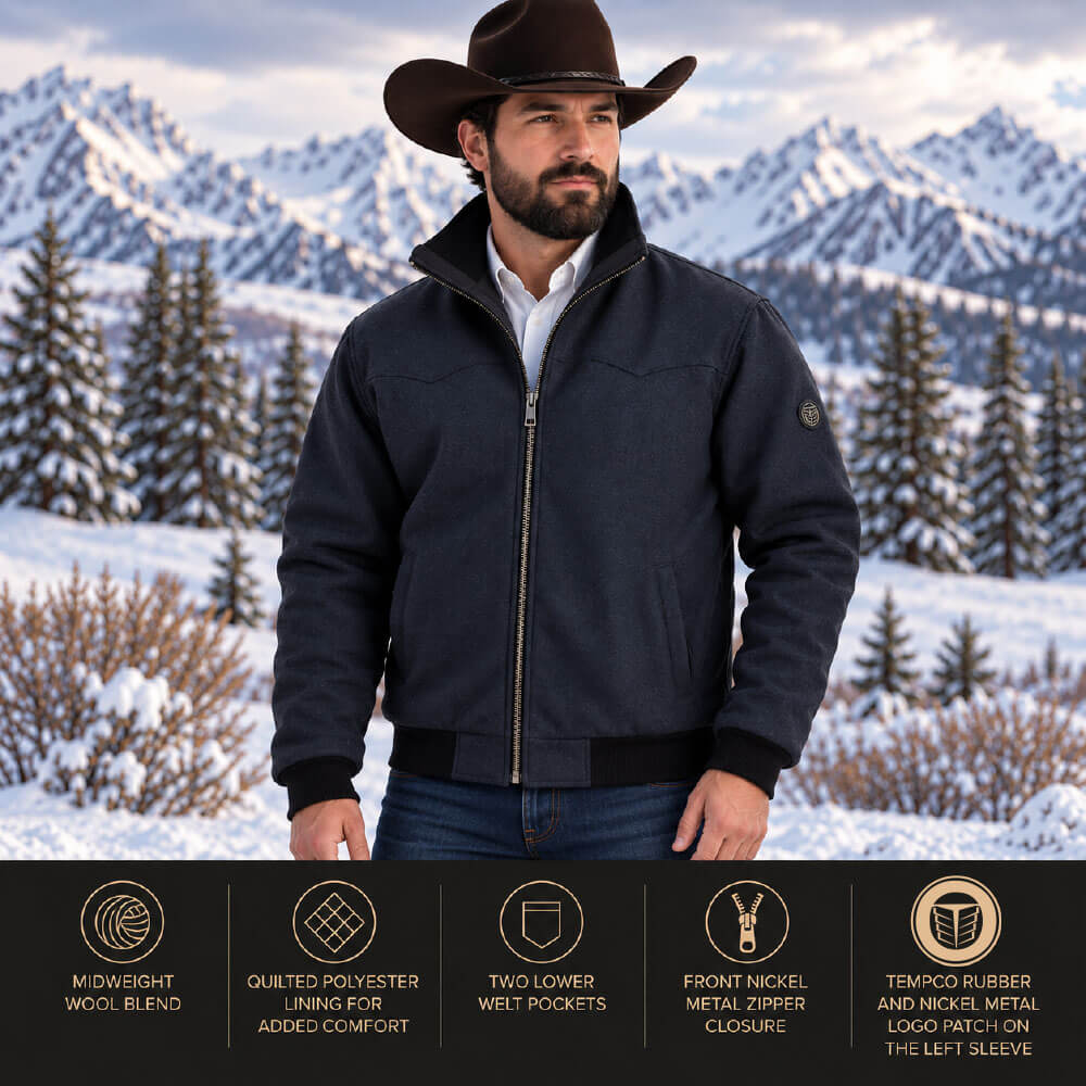 Tempco Mens Frisco Wool Blend Bomber Jacket - TM7002