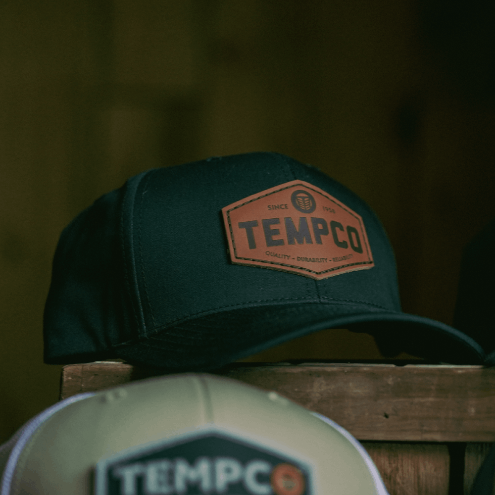 Tempco Mens Leather Badge Cap Black