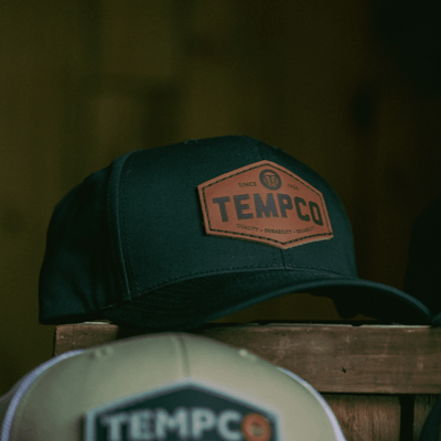 Tempco Mens Leather Badge Cap Black