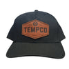 Tempco Mens Leather Badge Cap Black - TC0002-BLK