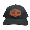 Tempco Mens Leather Badge Cap Black