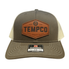Tempco Mens Leather Badge Cap Khaki/Coffee